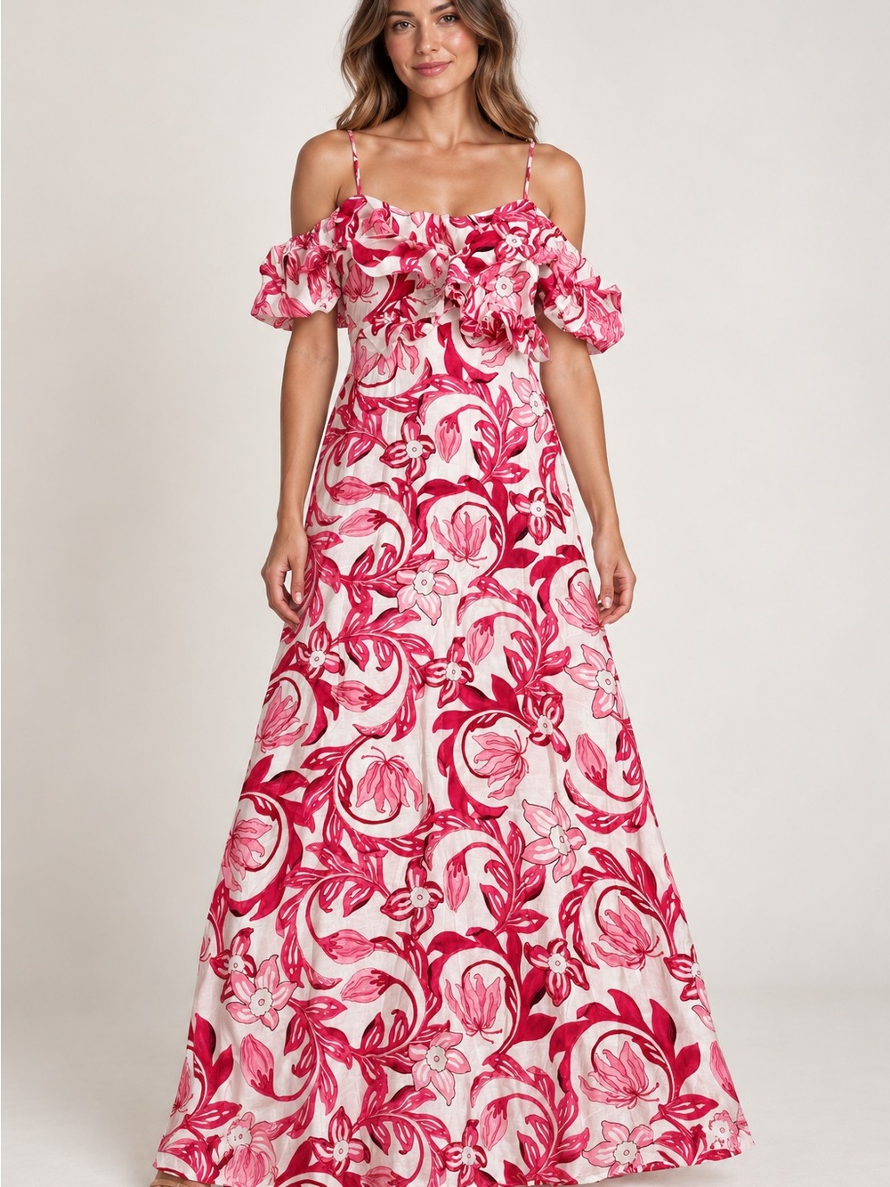 H&M Pink Floral Off-Shoulder Dress